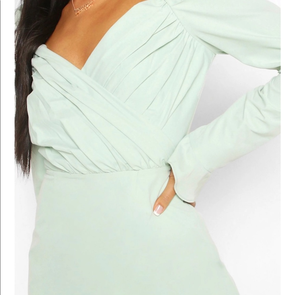 NWT puff Sleeve Wrap Detail Skater Dress